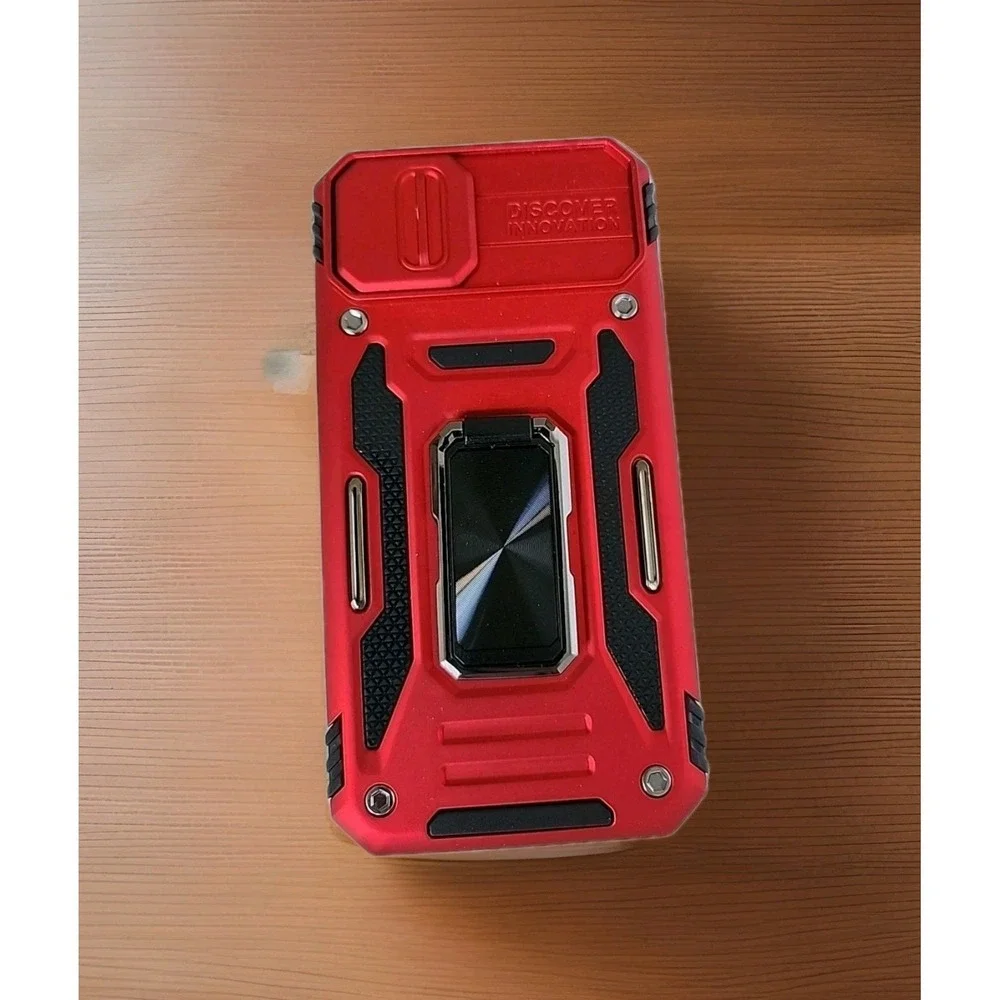New iPhone 13/14 Pro Protective Case Red w/Camera Slide & Stand Colorful Fun NIB